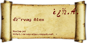 Árvay Alex névjegykártya