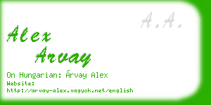 alex arvay business card